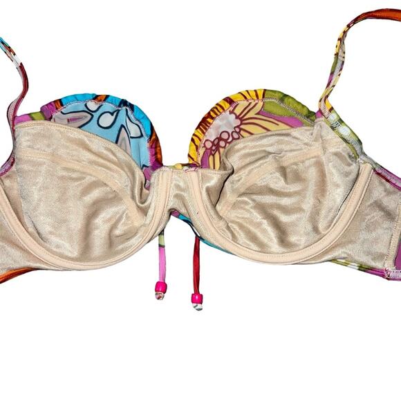 AUTH VTG Christian Dior Retro Floral Print Colorful Bikini Swimsuit Set - Picture 8 of 16